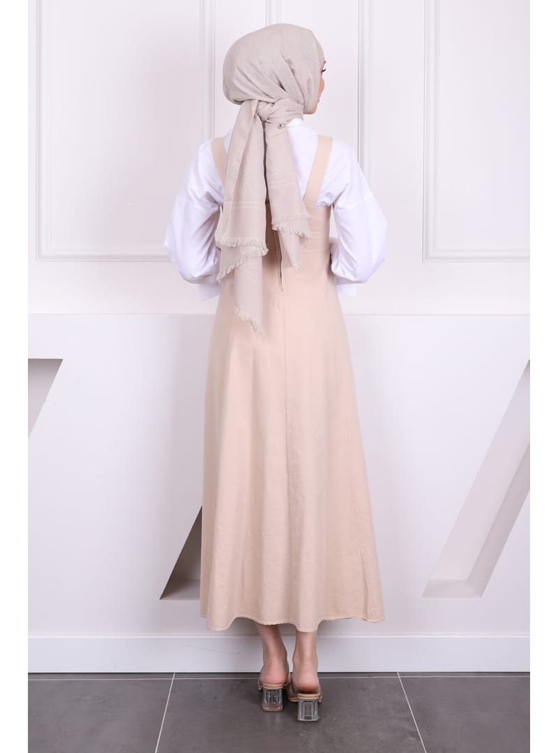 Bej Fermuar Detaylı Gabardin Jile - Resim 4