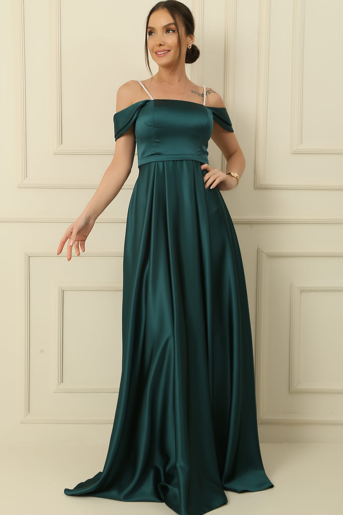 Abiye Elbise - Zumrut yesili - By Saygı - Resim 3