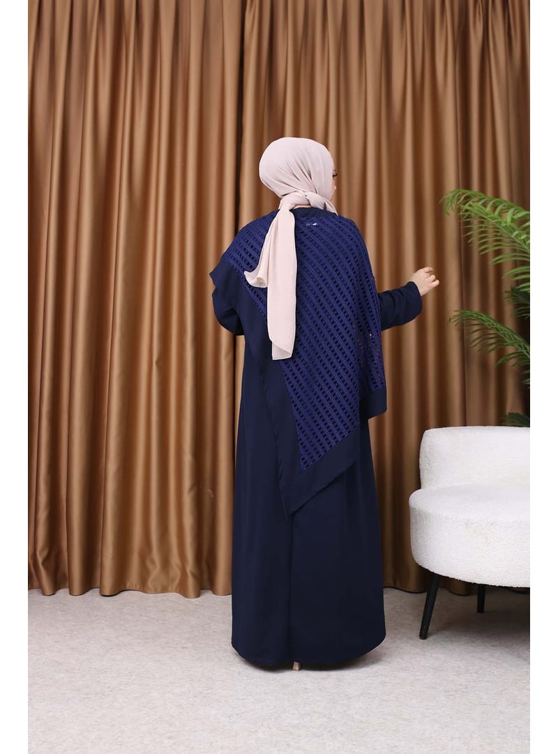 FİLELİ ELBİSE Lacivert - Resim 4