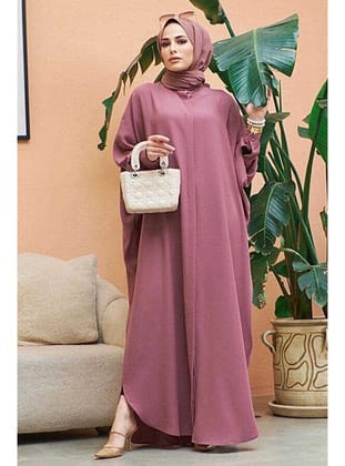 6571-Krep Abaya Gül Kurusu
