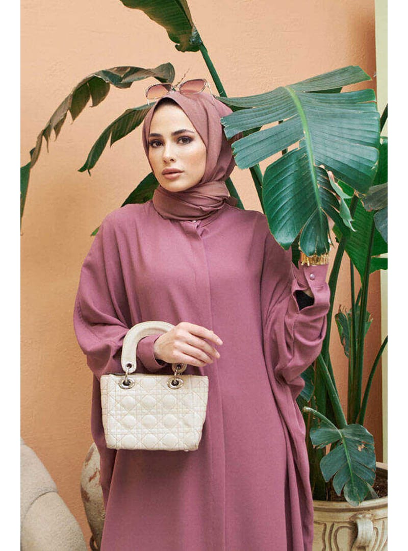 6571-Krep Abaya Gül Kurusu - Resim 2