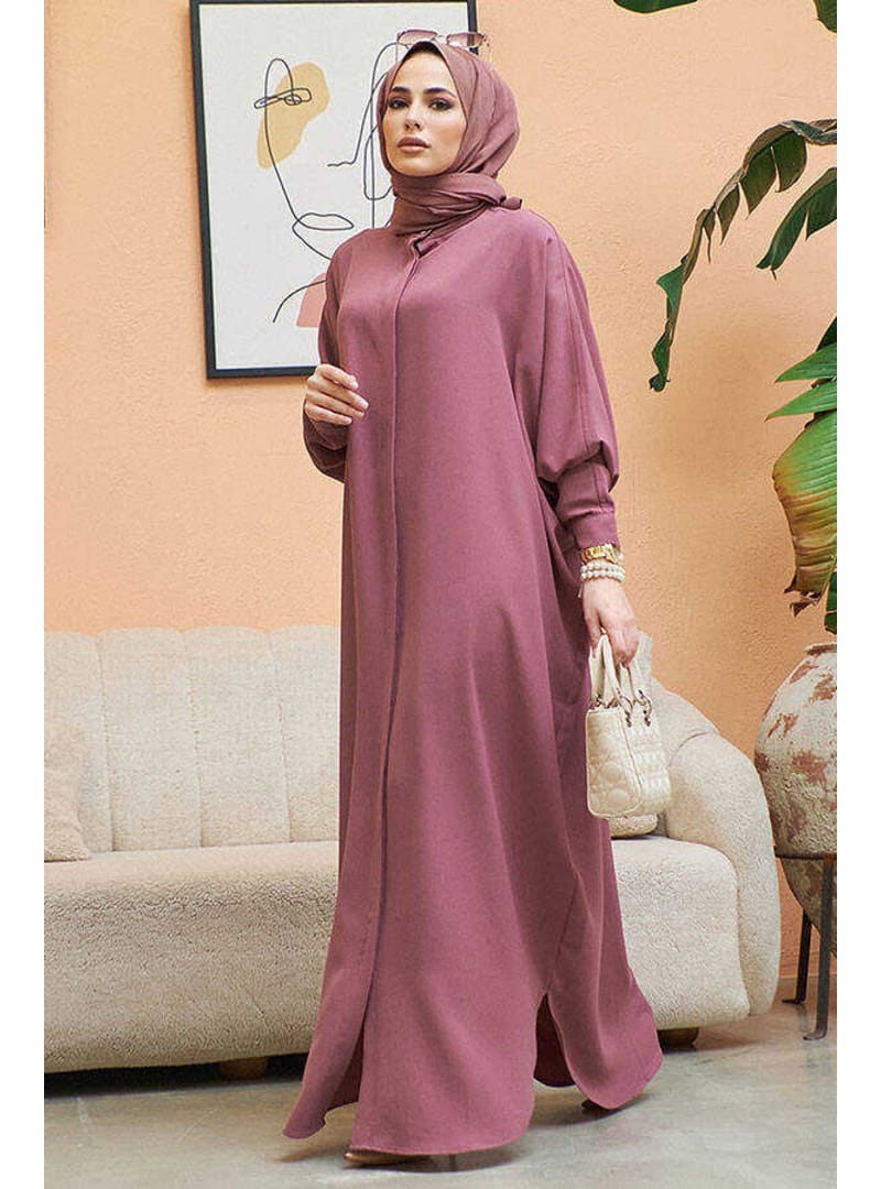 6571-Krep Abaya Gül Kurusu - Resim 3