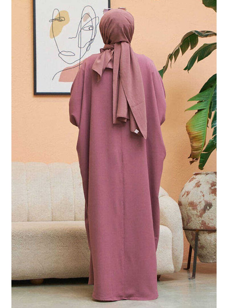 6571-Krep Abaya Gül Kurusu - Resim 4