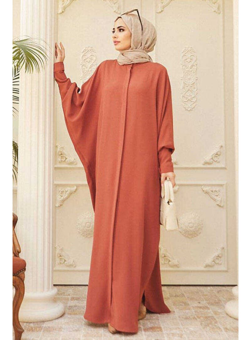 6571-Krep Abaya Kiremit - Resim 3