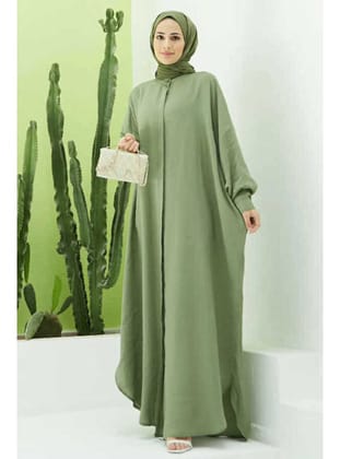 6571-Fendi Modal Abaya Haki
