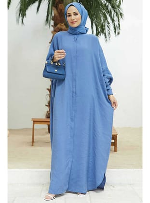 6571-Fendi Modal Abaya İndigo