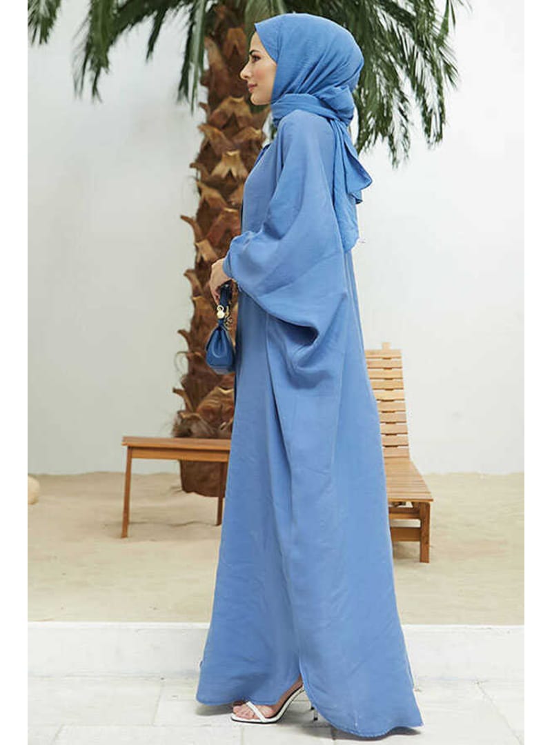 6571-Fendi Modal Abaya İndigo - Resim 2