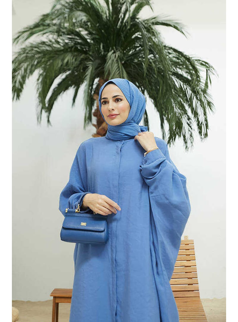 6571-Fendi Modal Abaya İndigo - Resim 3