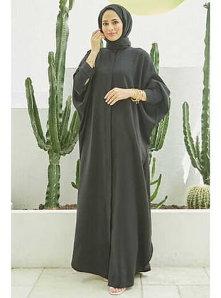 6571-Fendi Modal Abaya Siyah