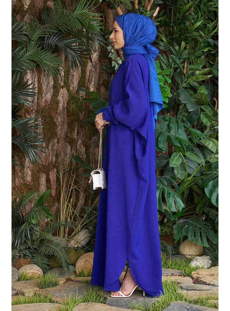 6571-Berlin Abaya Saks Mavisi - Resim 2