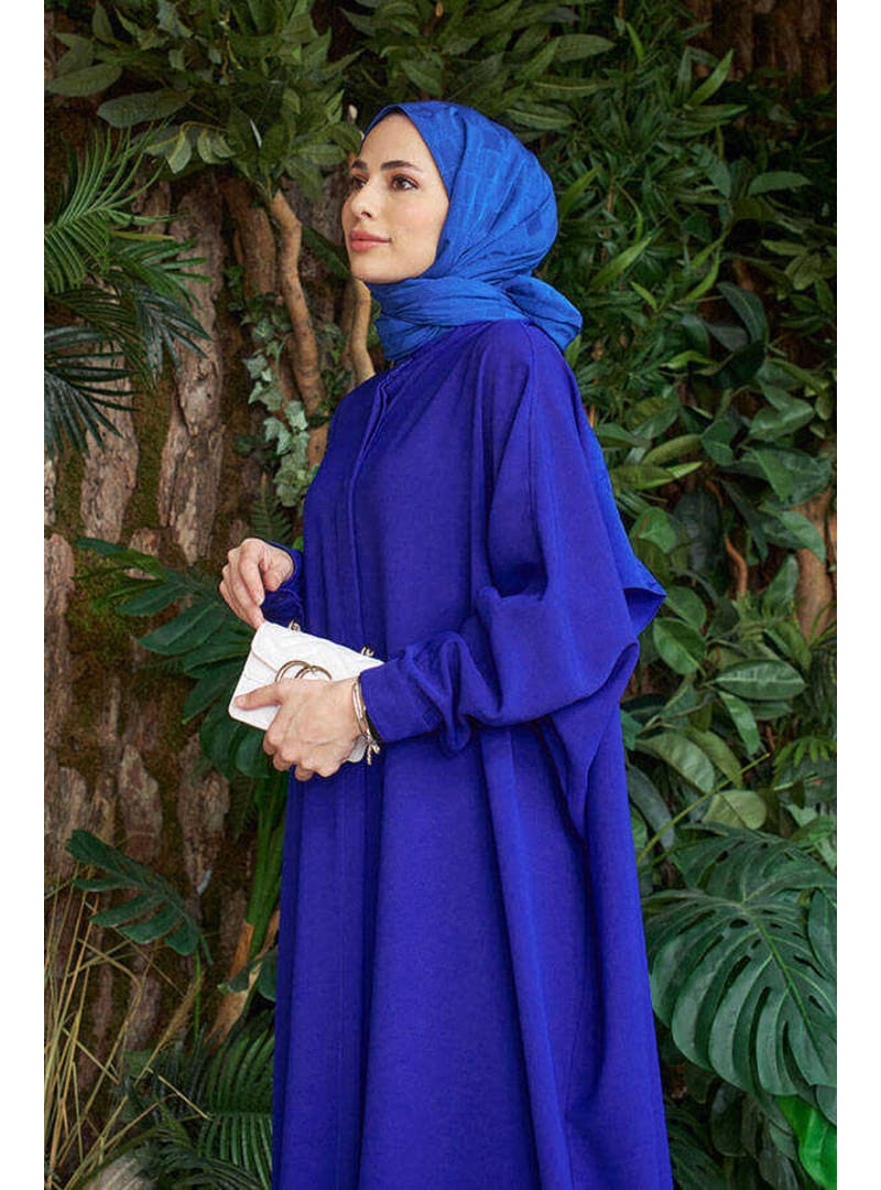 6571-Berlin Abaya Saks Mavisi - Resim 3