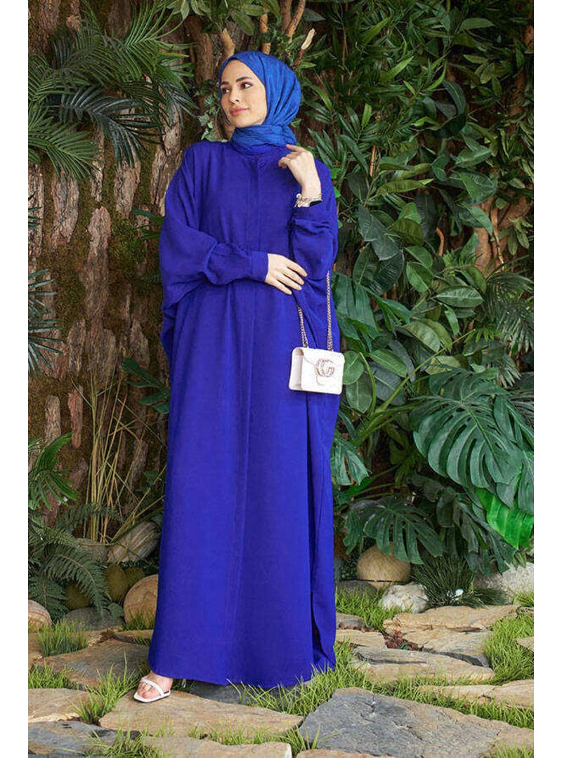 6571-Berlin Abaya Saks Mavisi - Resim 4