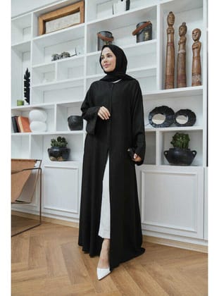 6642-Parça Boya Tensel Abaya Siyah