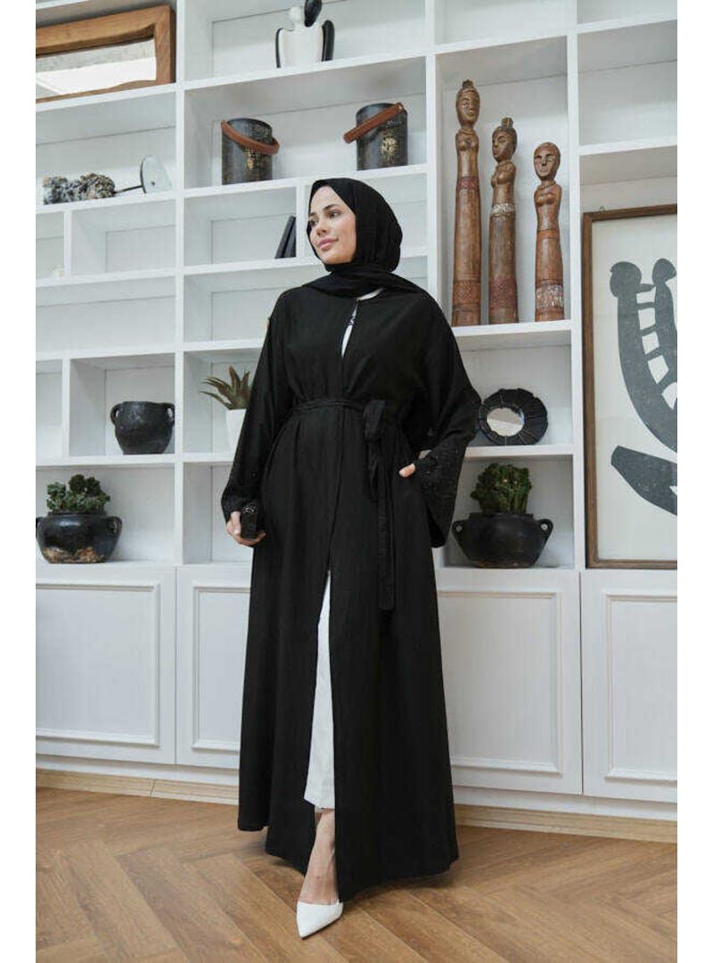 6642-Parça Boya Tensel Abaya Siyah - Resim 3