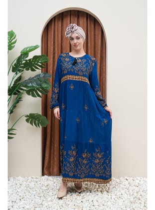 ÇİFT TARAFLI SULU DESEN PÜSKÜLLÜ Mavi