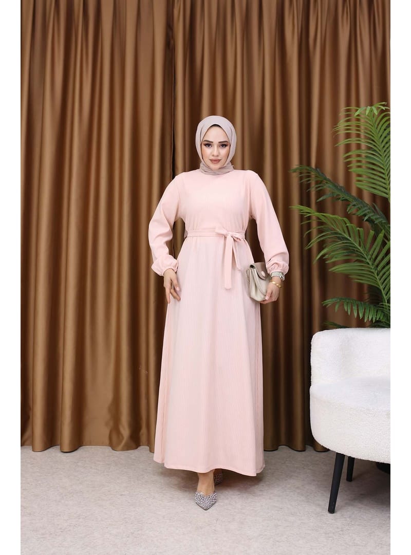 BASIC ELBİSE Pudra - Resim 3