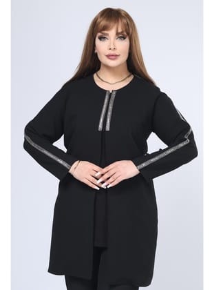Büyük Beden 3935 Siyah Ceket+Bluz Takım SİYAH