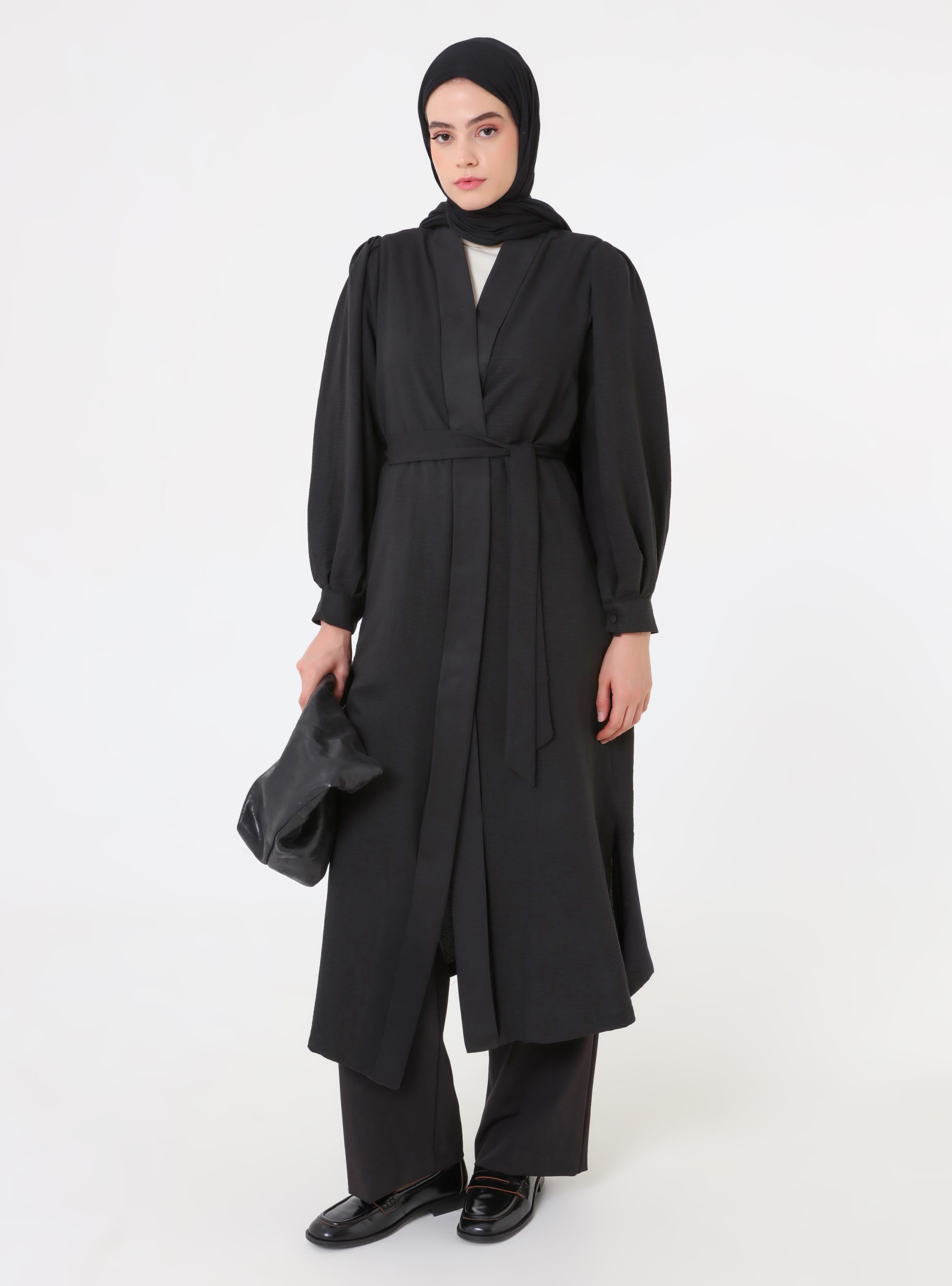 Bağlama Detaylı Abaya- Siyah - Refka - Resim 2
