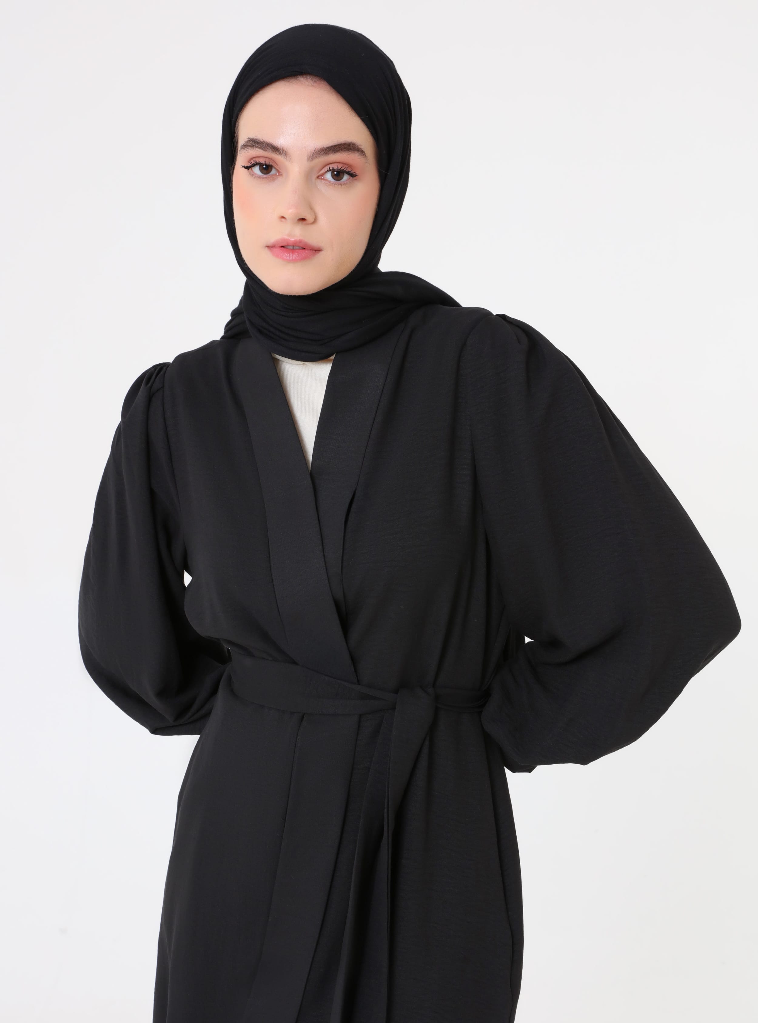 Bağlama Detaylı Abaya- Siyah - Refka - Resim 4