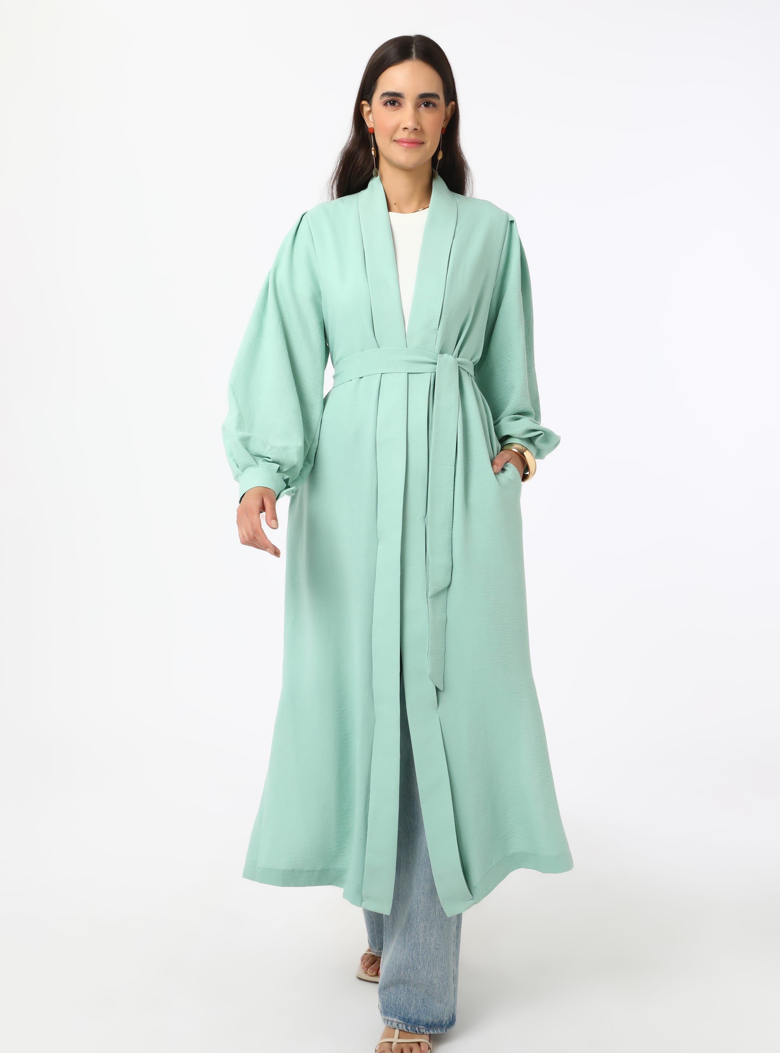Bağlama Detaylı Abaya - Yesil - Refka - Resim 2