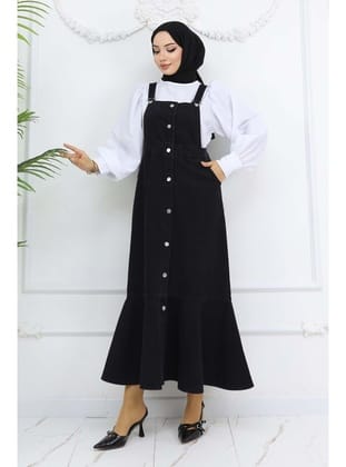 Kot Salopet Elbise Siyah 563