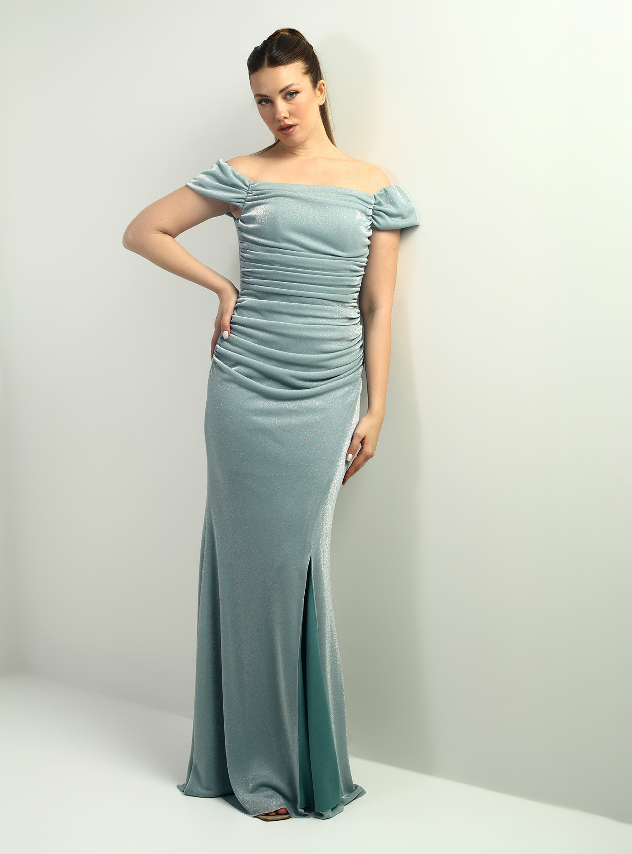 Tesettür Abiye Elbise - Mint yesili - By Saygı - Resim 2