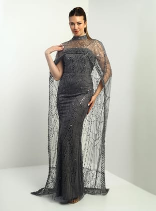 Abiye Elbise - Gri - By Saygı