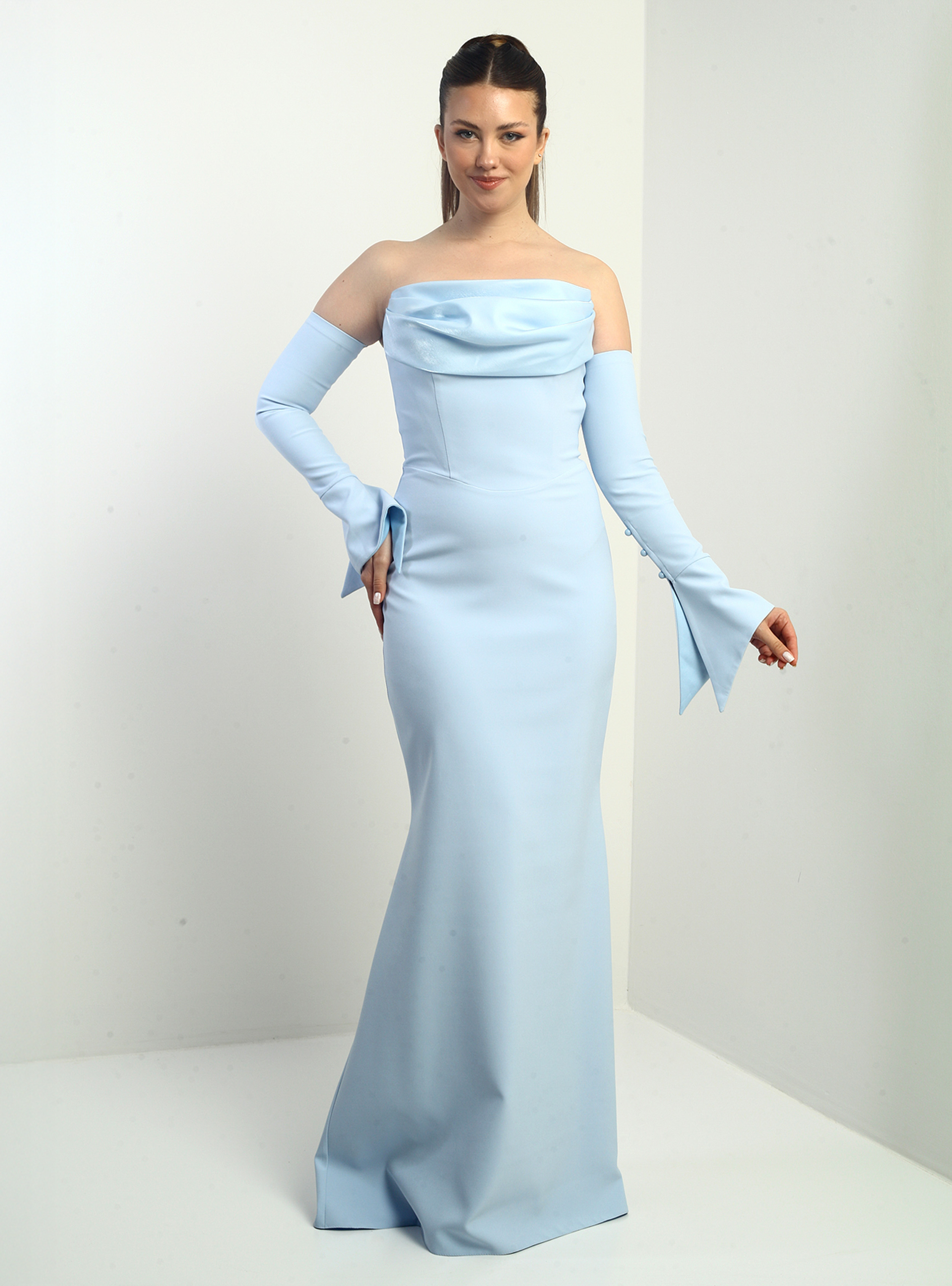 Abiye Elbise - Bebe mavisi - By Saygı - Resim 3