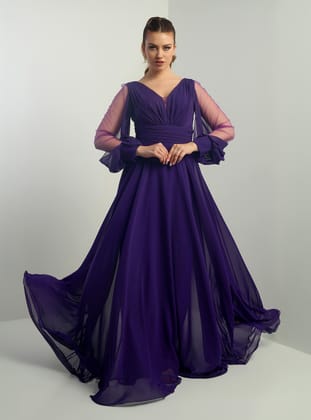 Abiye Elbise - Mor - By Saygı