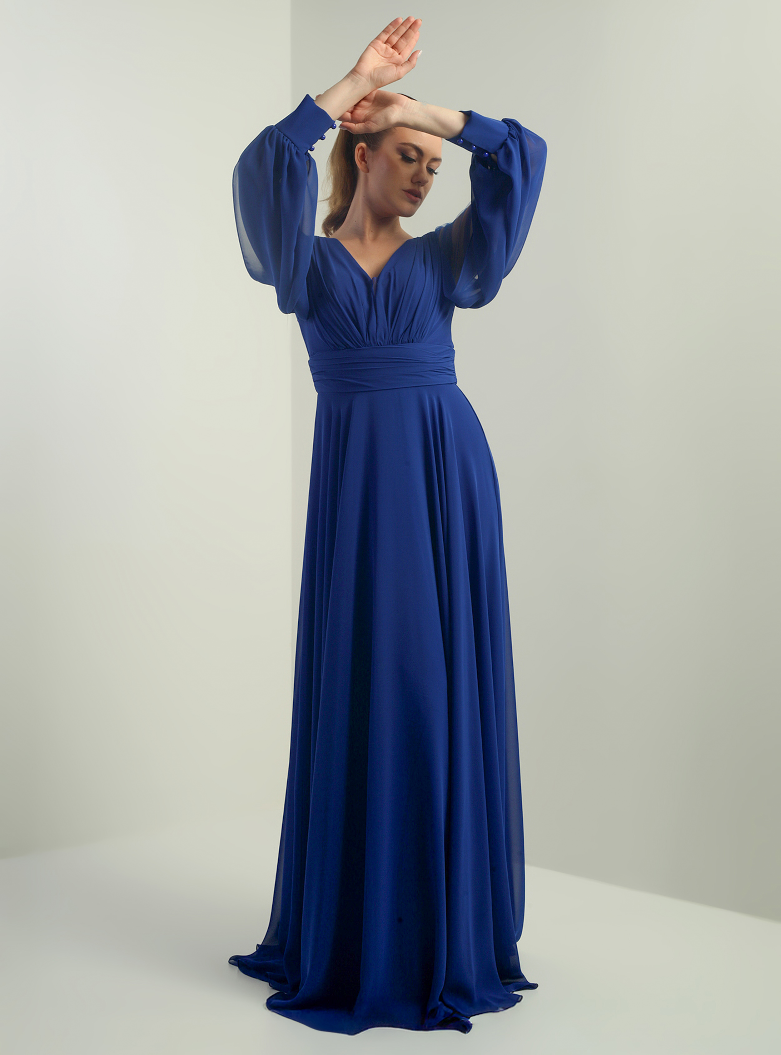 Abiye Elbise - Saks mavi - By Saygı - Resim 2