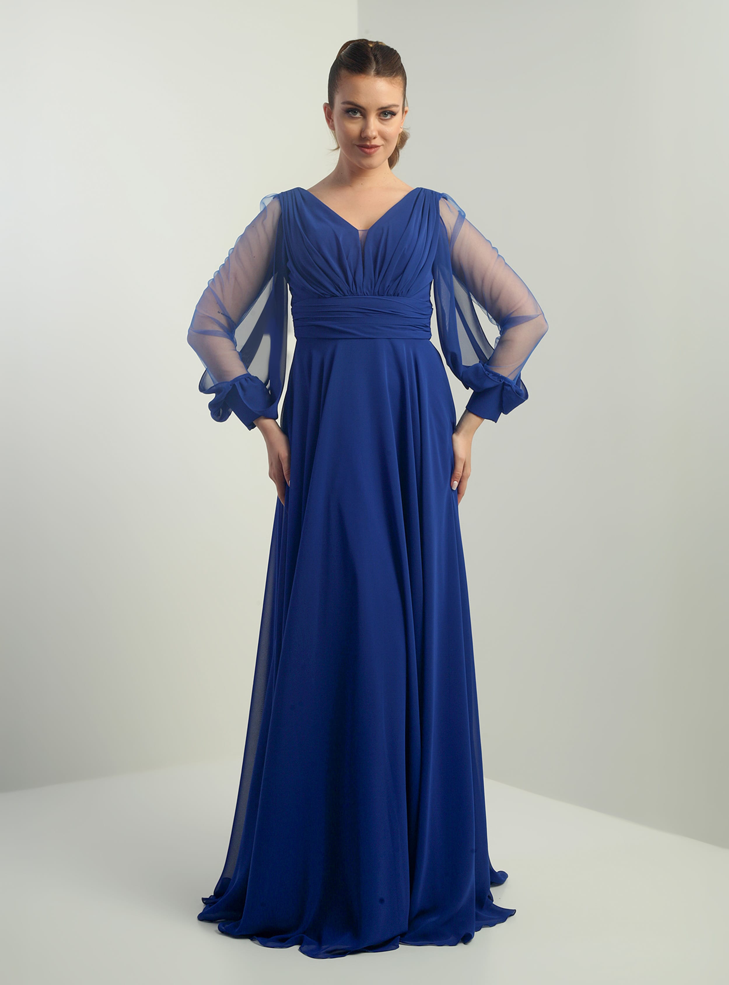 Abiye Elbise - Saks mavi - By Saygı - Resim 3