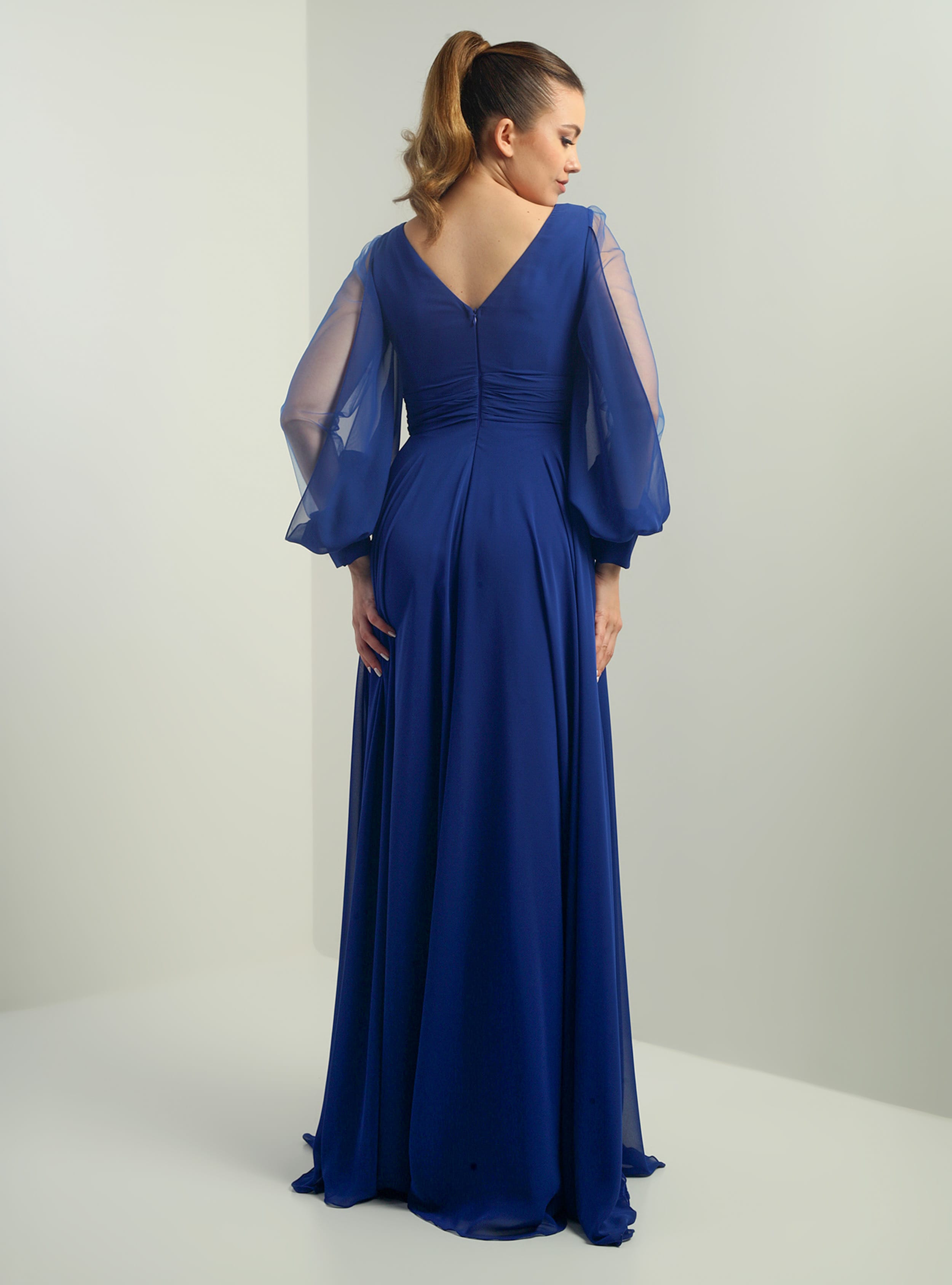 Abiye Elbise - Saks mavi - By Saygı - Resim 4