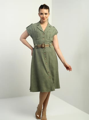 Abiye Elbise - Haki - By Saygı