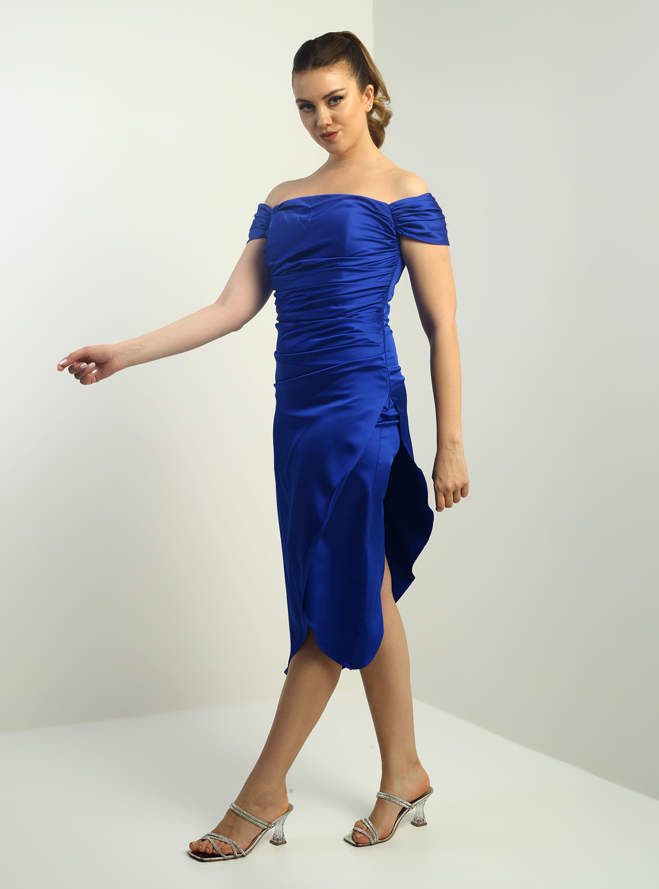 Abiye Elbise - Saks mavi - By Saygı - Resim 3