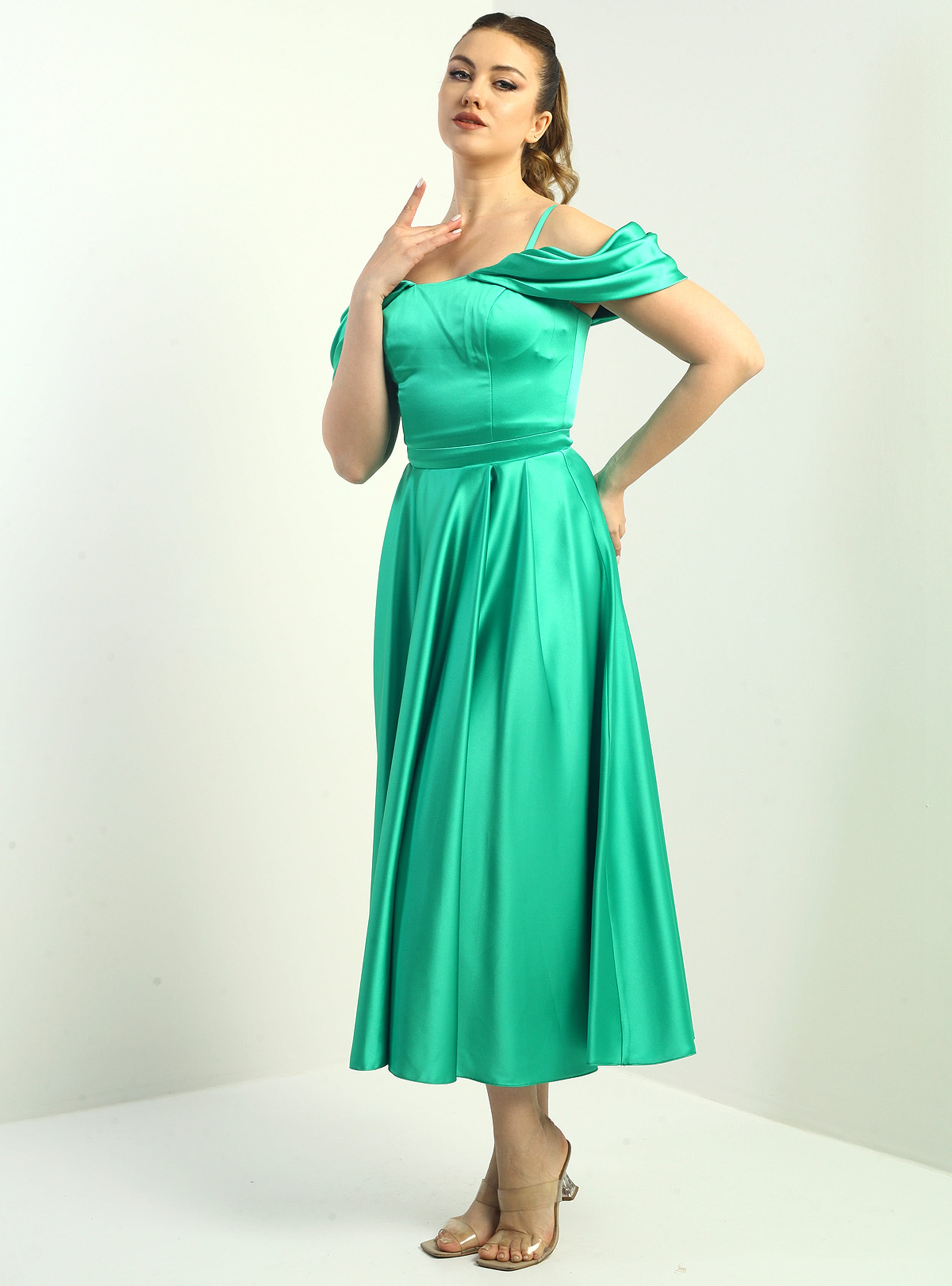 Abiye Elbise - Yesil - By Saygı - Resim 2