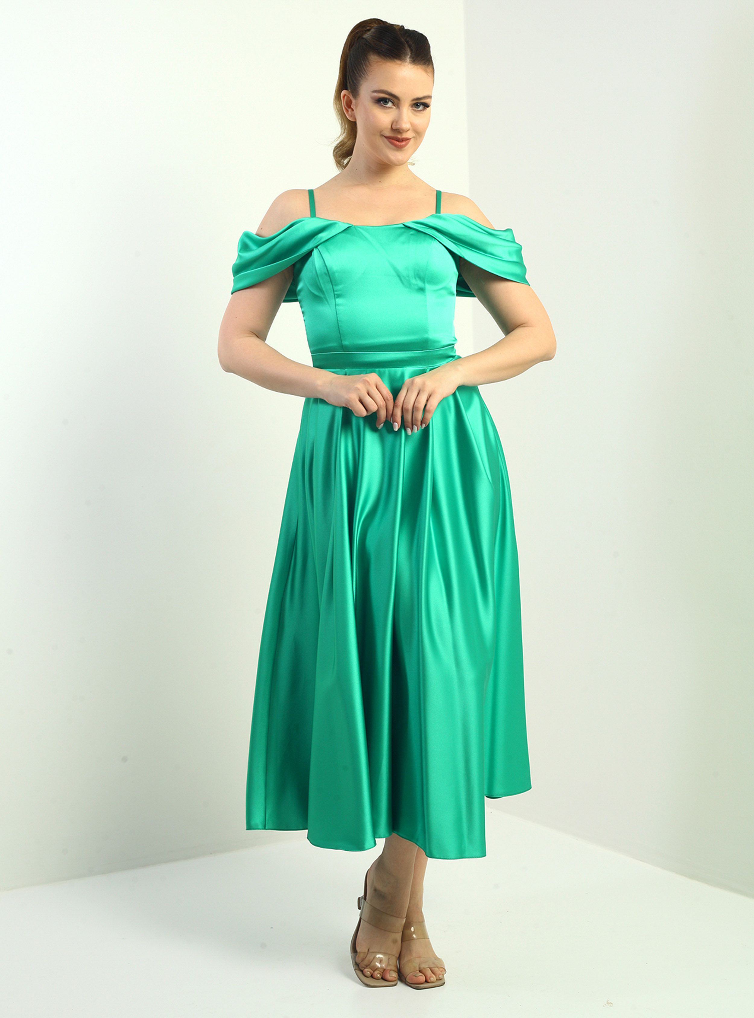 Abiye Elbise - Yesil - By Saygı - Resim 3