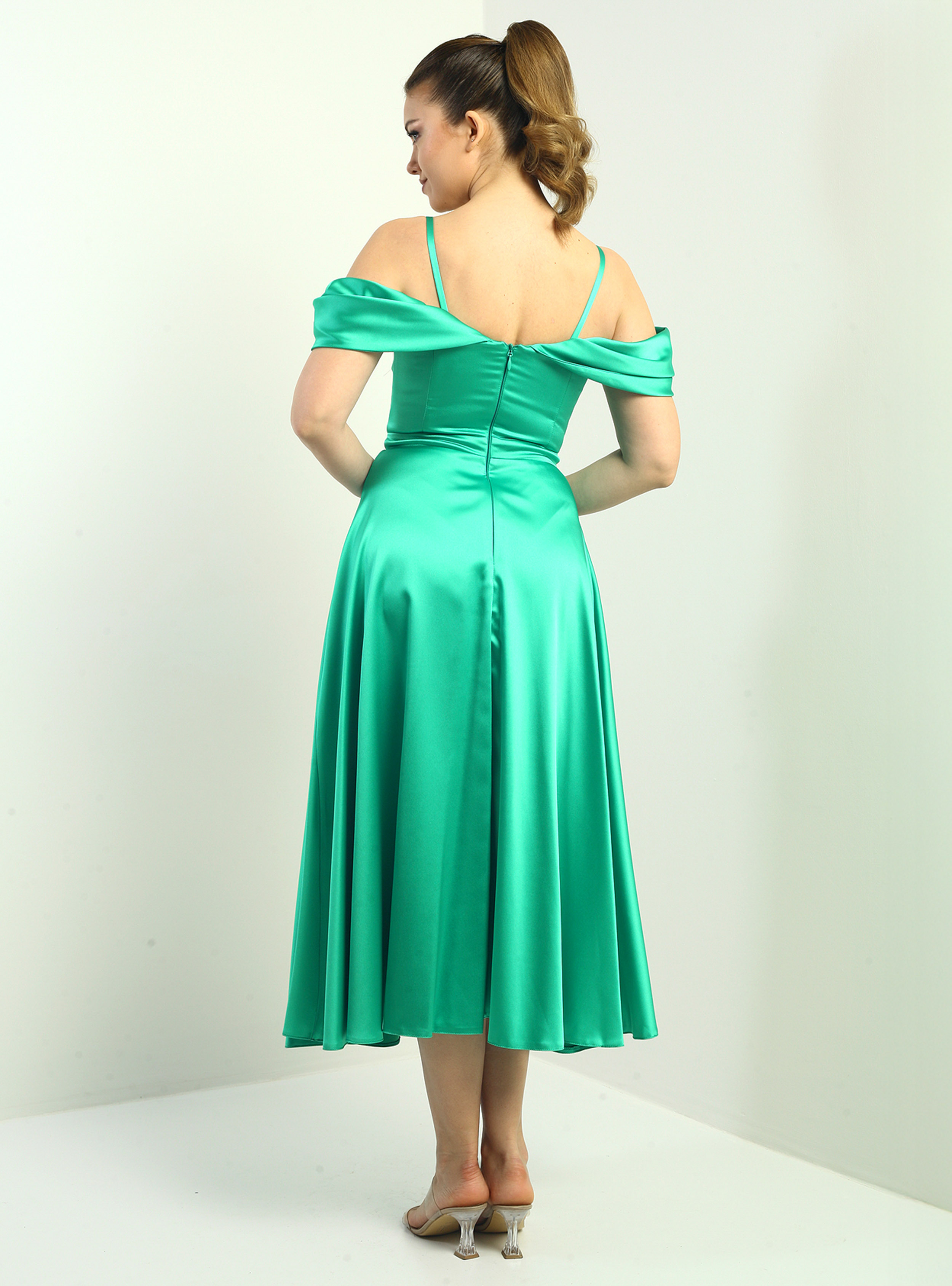 Abiye Elbise - Yesil - By Saygı - Resim 4