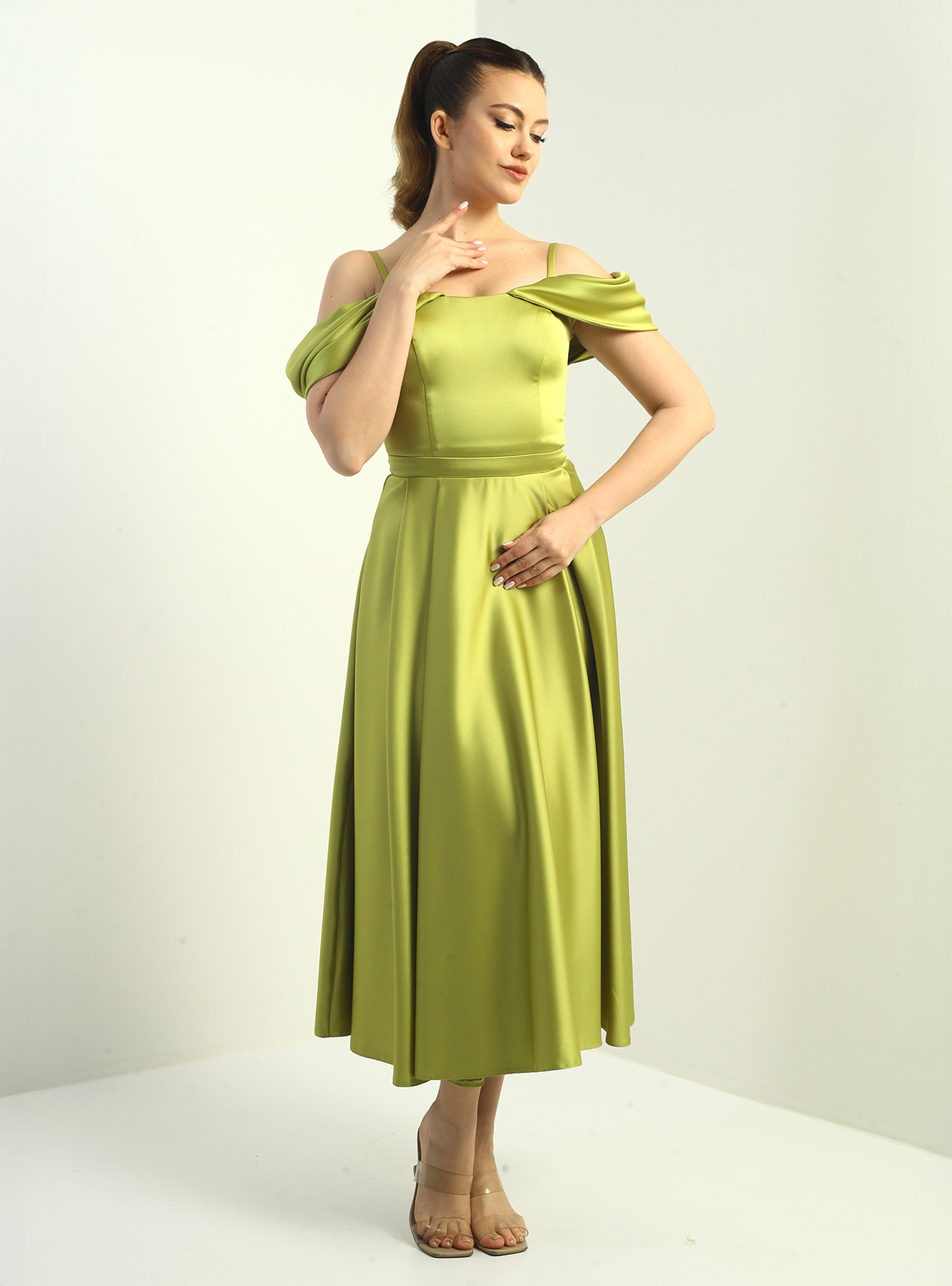 Abiye Elbise - Fistik yesili - By Saygı - Resim 3