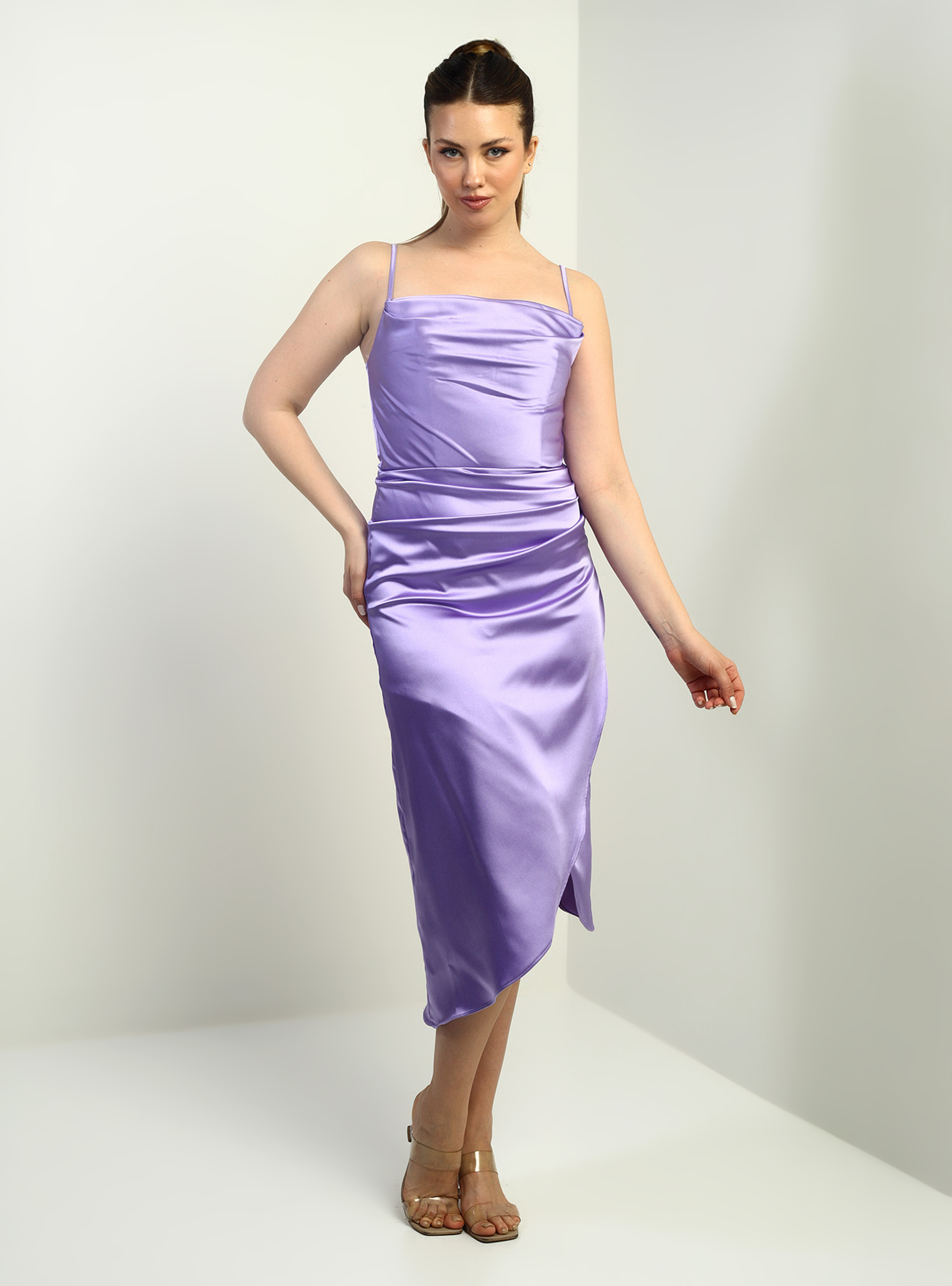 Abiye Elbise - Lila - By Saygı - Resim 3
