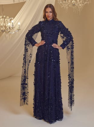 AFİFE ABİYE - Lacivert- Burak Baran Fashion
