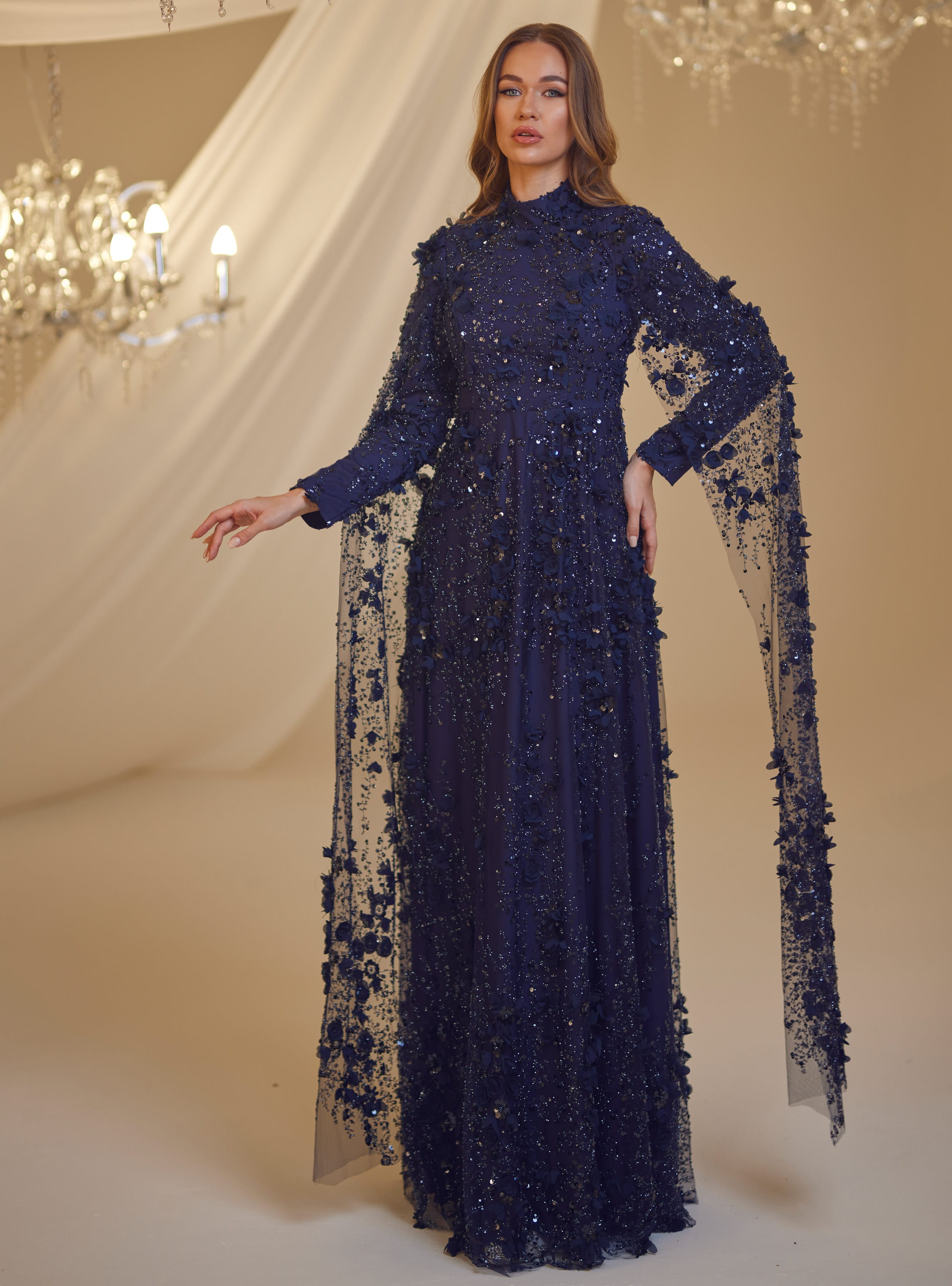 AFİFE ABİYE - Lacivert- Burak Baran Fashion - Resim 2