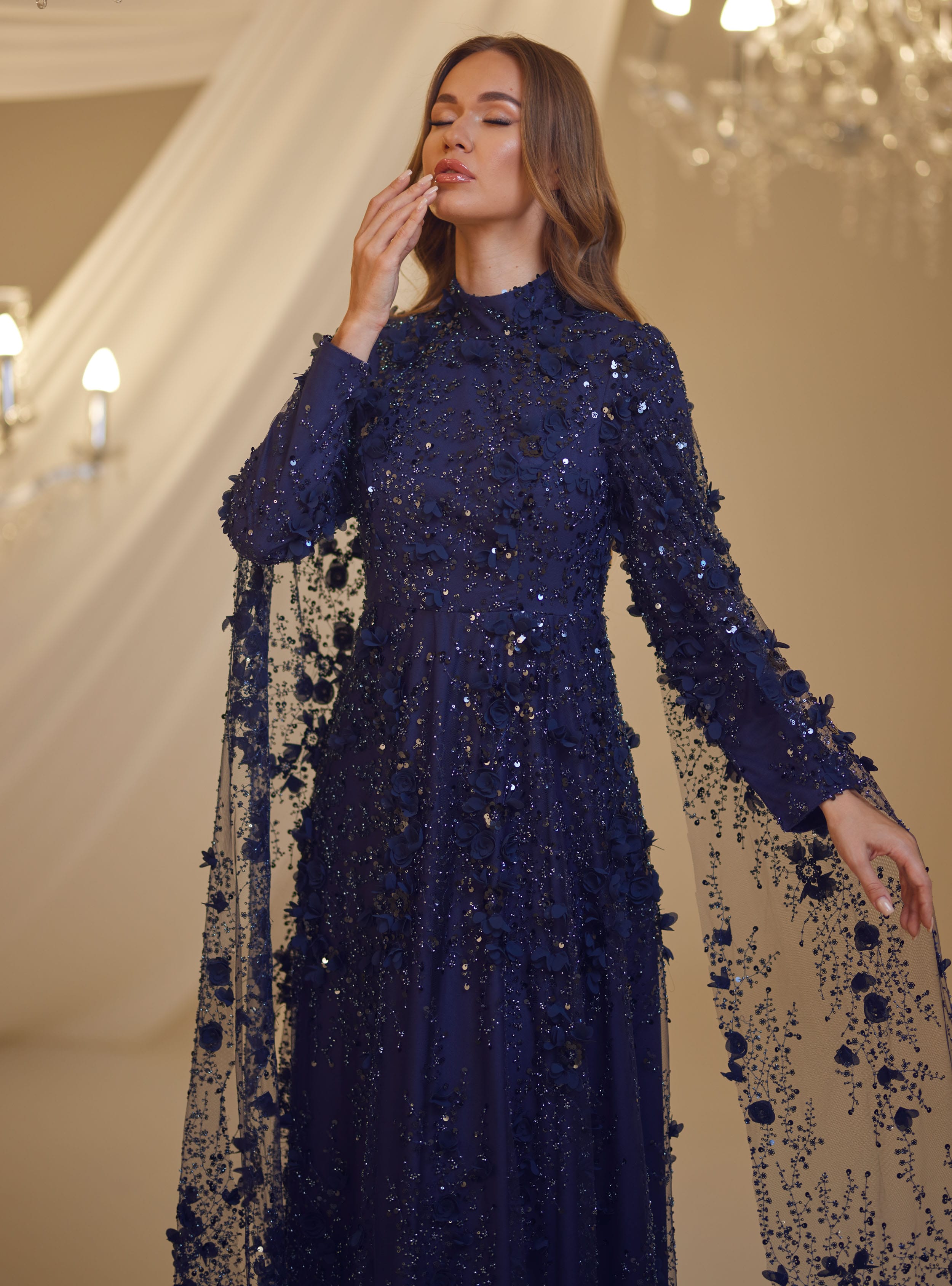 AFİFE ABİYE - Lacivert- Burak Baran Fashion - Resim 3