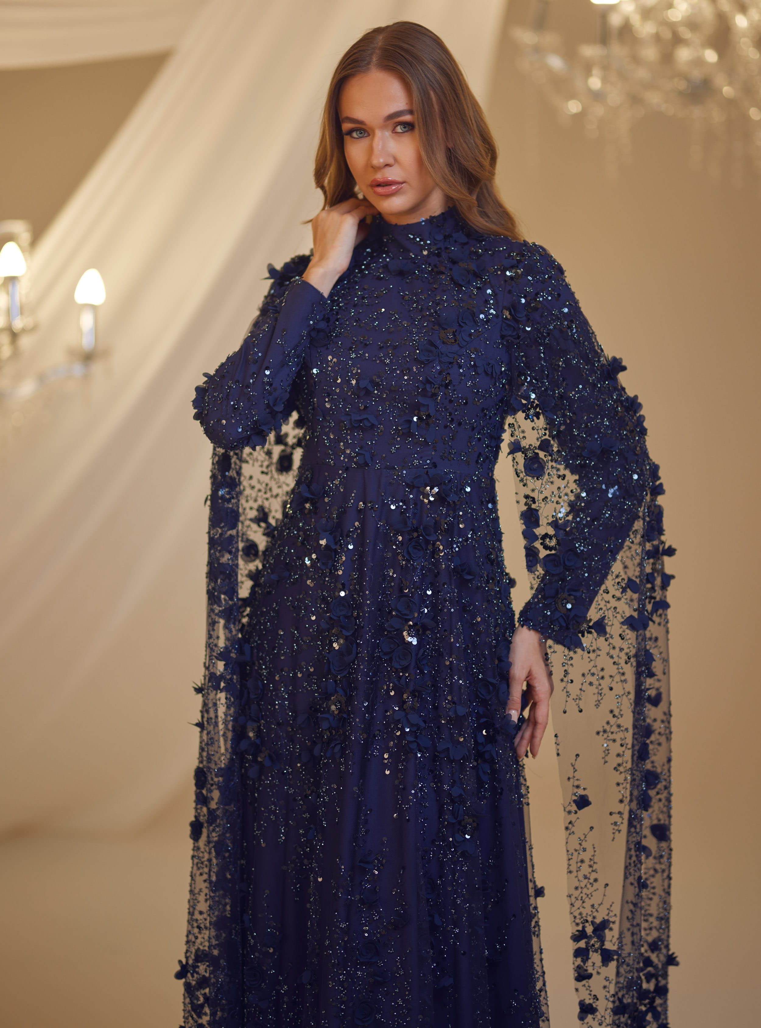 AFİFE ABİYE - Lacivert- Burak Baran Fashion - Resim 4