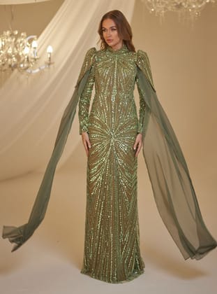 IŞIL ABİYE - Yeşil- Burak Baran Fashion