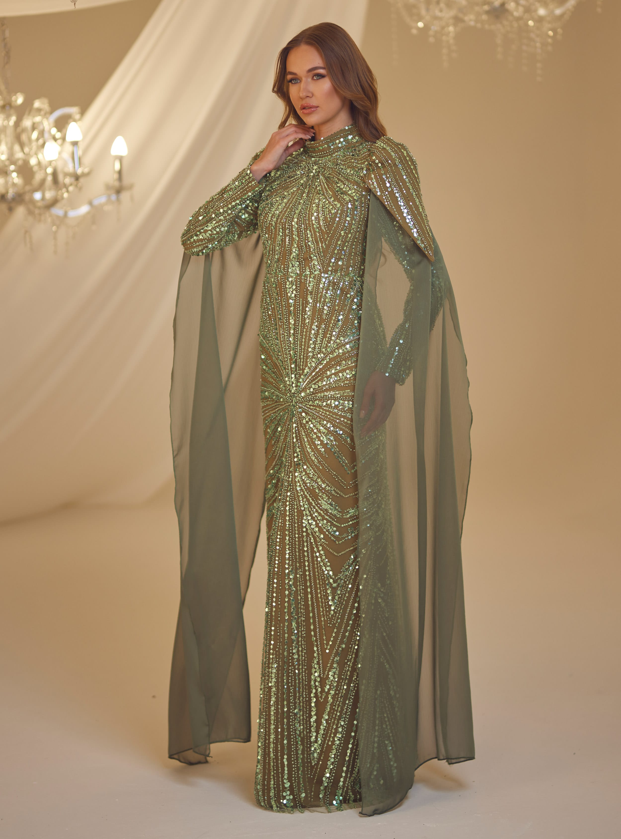 IŞIL ABİYE - Yeşil- Burak Baran Fashion - Resim 3
