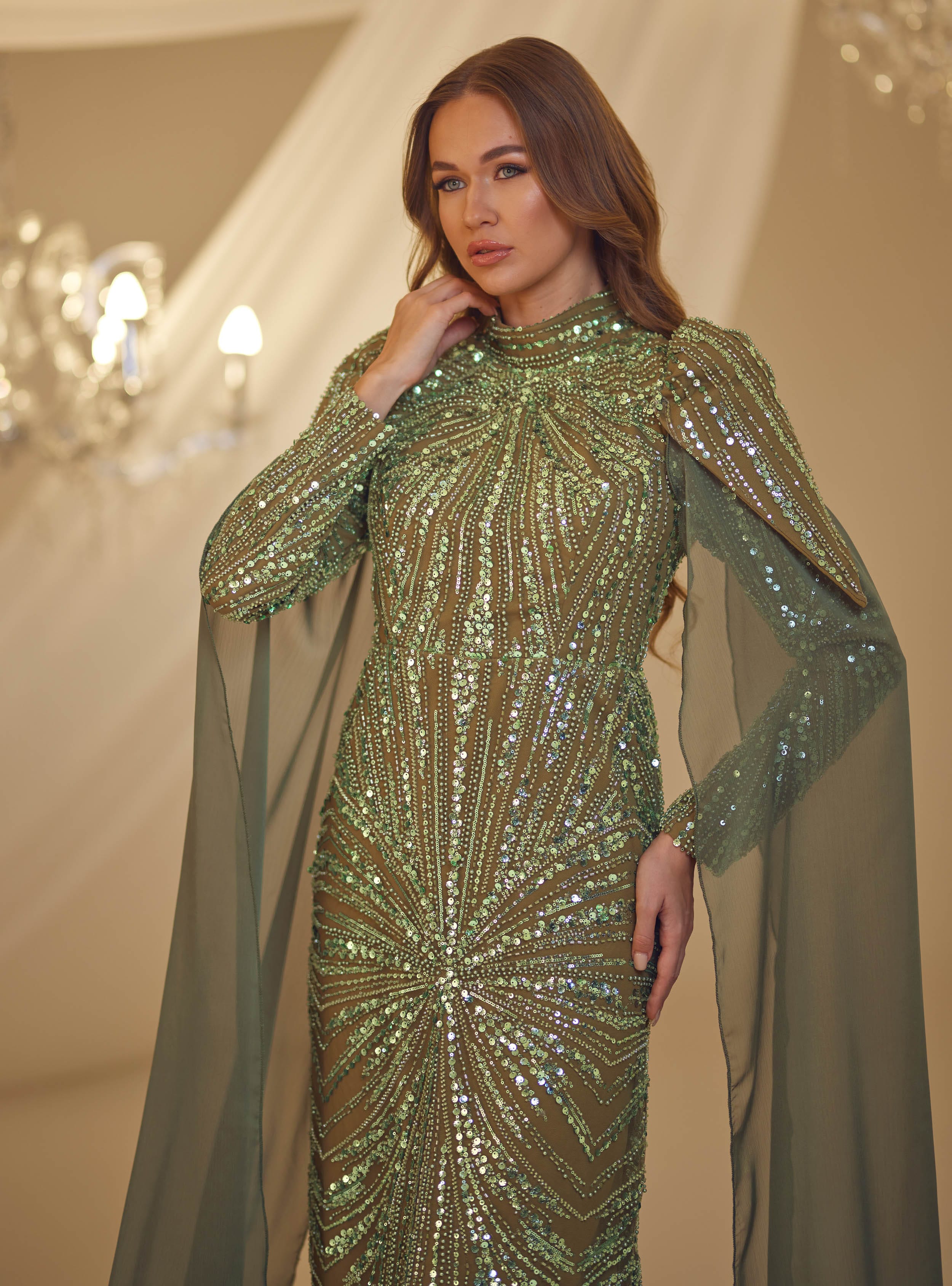 IŞIL ABİYE - Yeşil- Burak Baran Fashion - Resim 4
