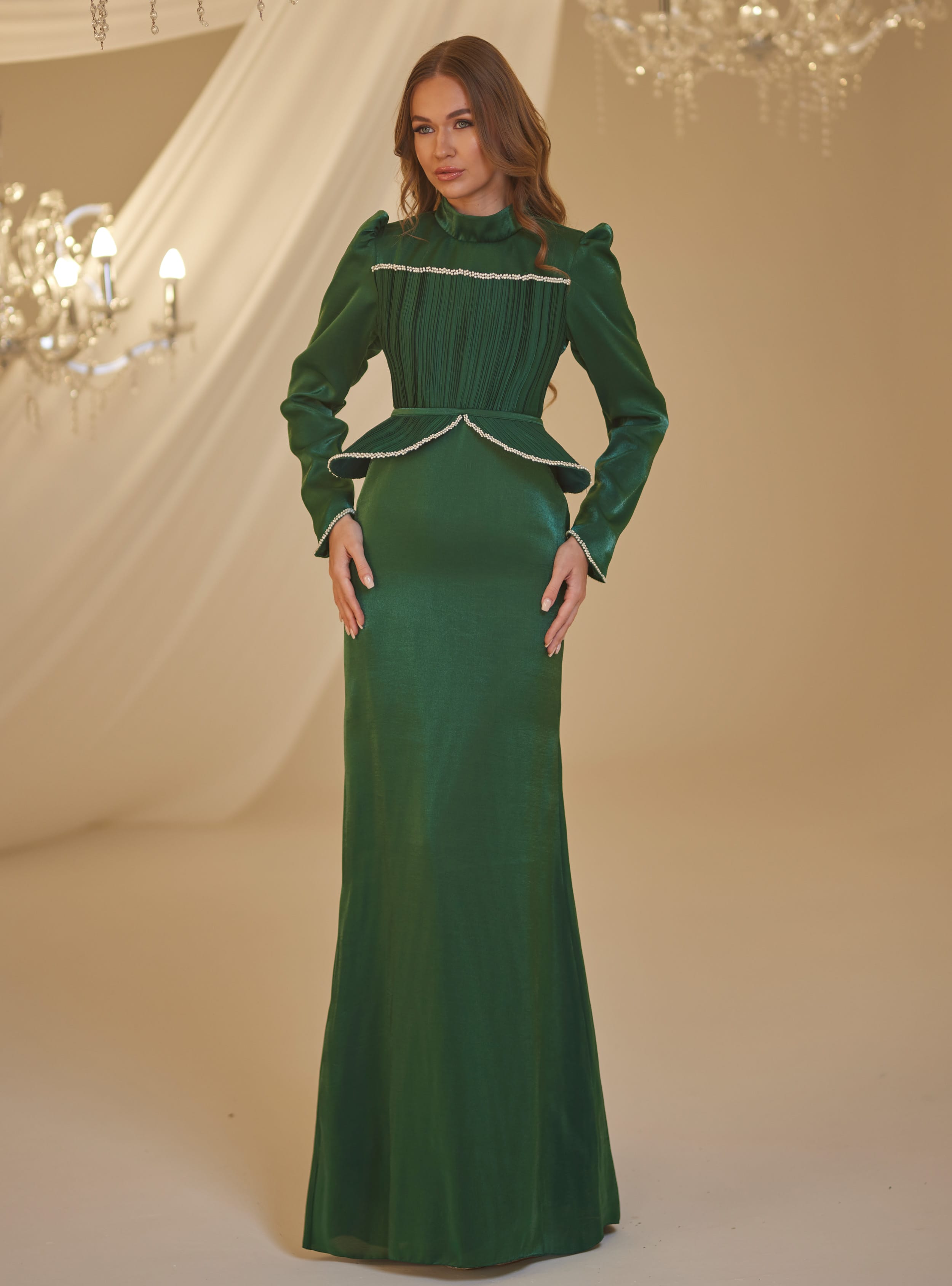 EFSUN ABİYE - Zümrüt Yeşili- Burak Baran Fashion - Resim 2
