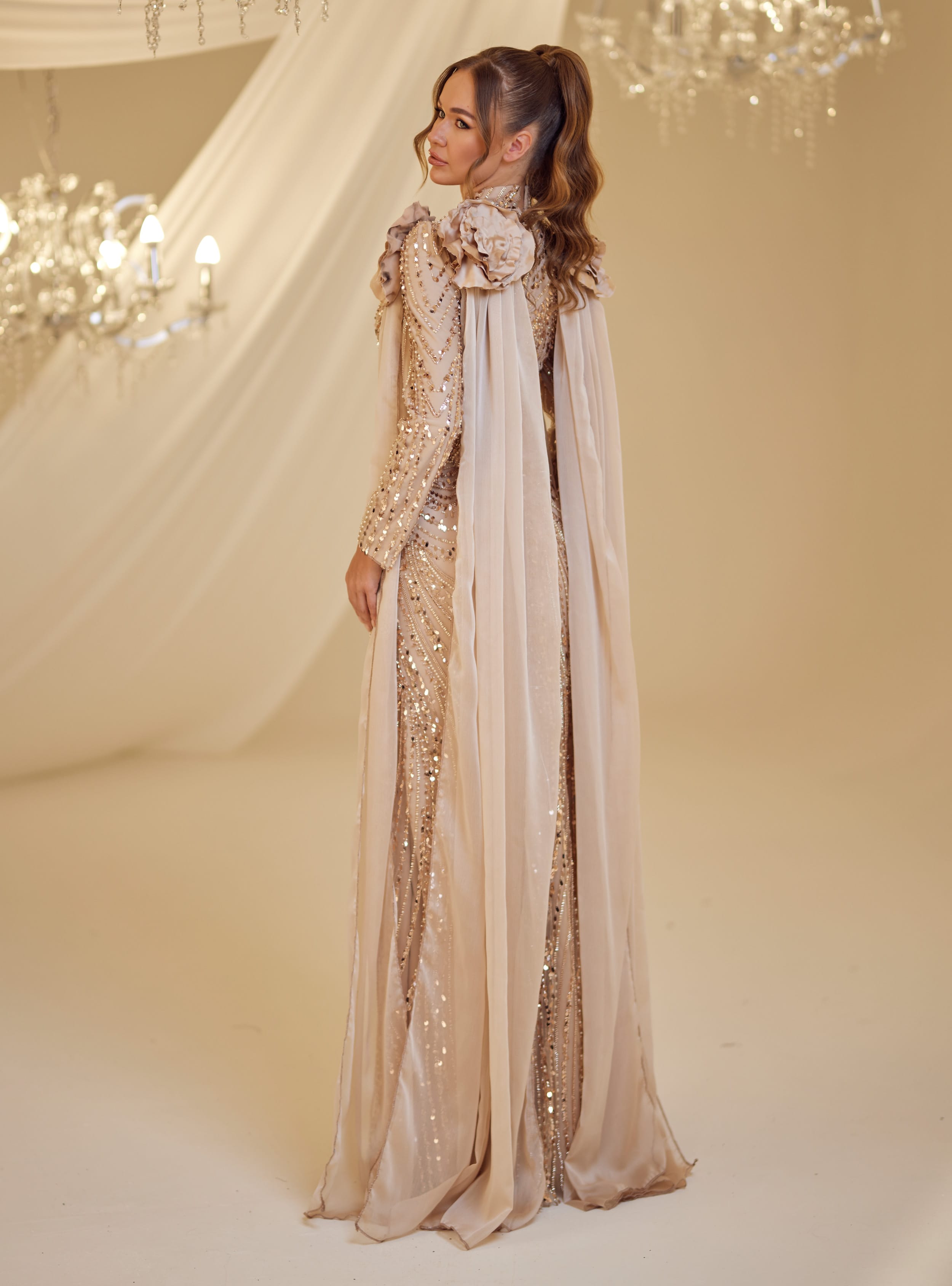 MİHRİMAH ABİYE - Gold rengi - Burak Baran Fashion - Resim 3
