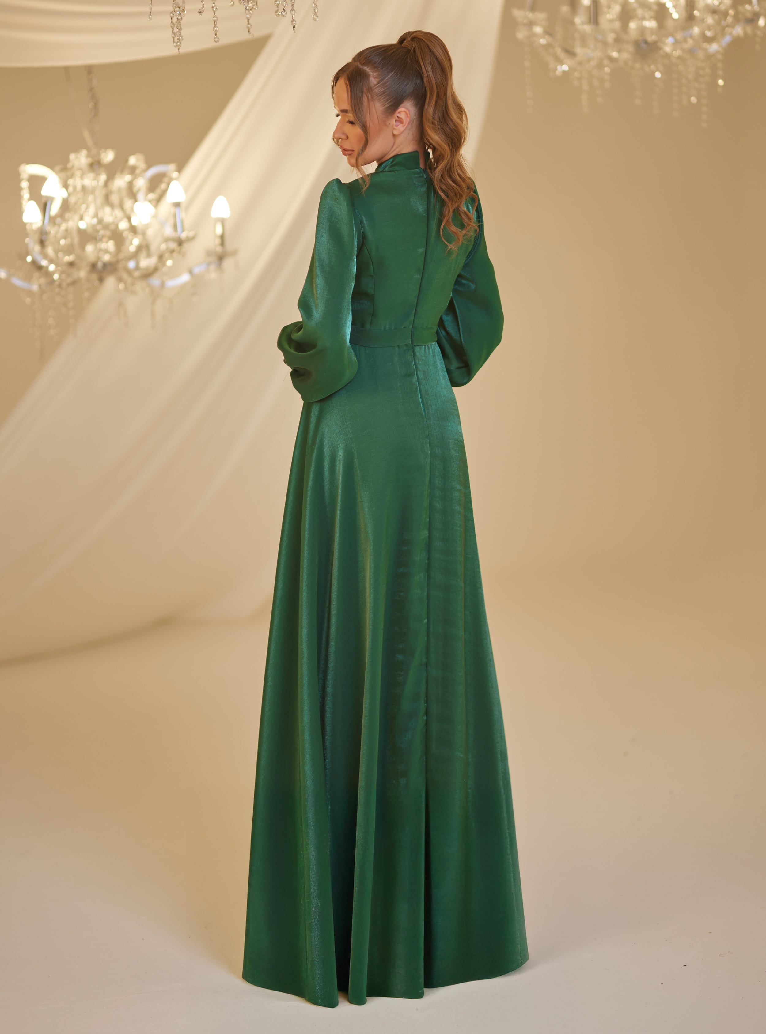 FEYZA ABİYE - Zümrüt Yeşili - Burak Baran Fashion - Resim 3