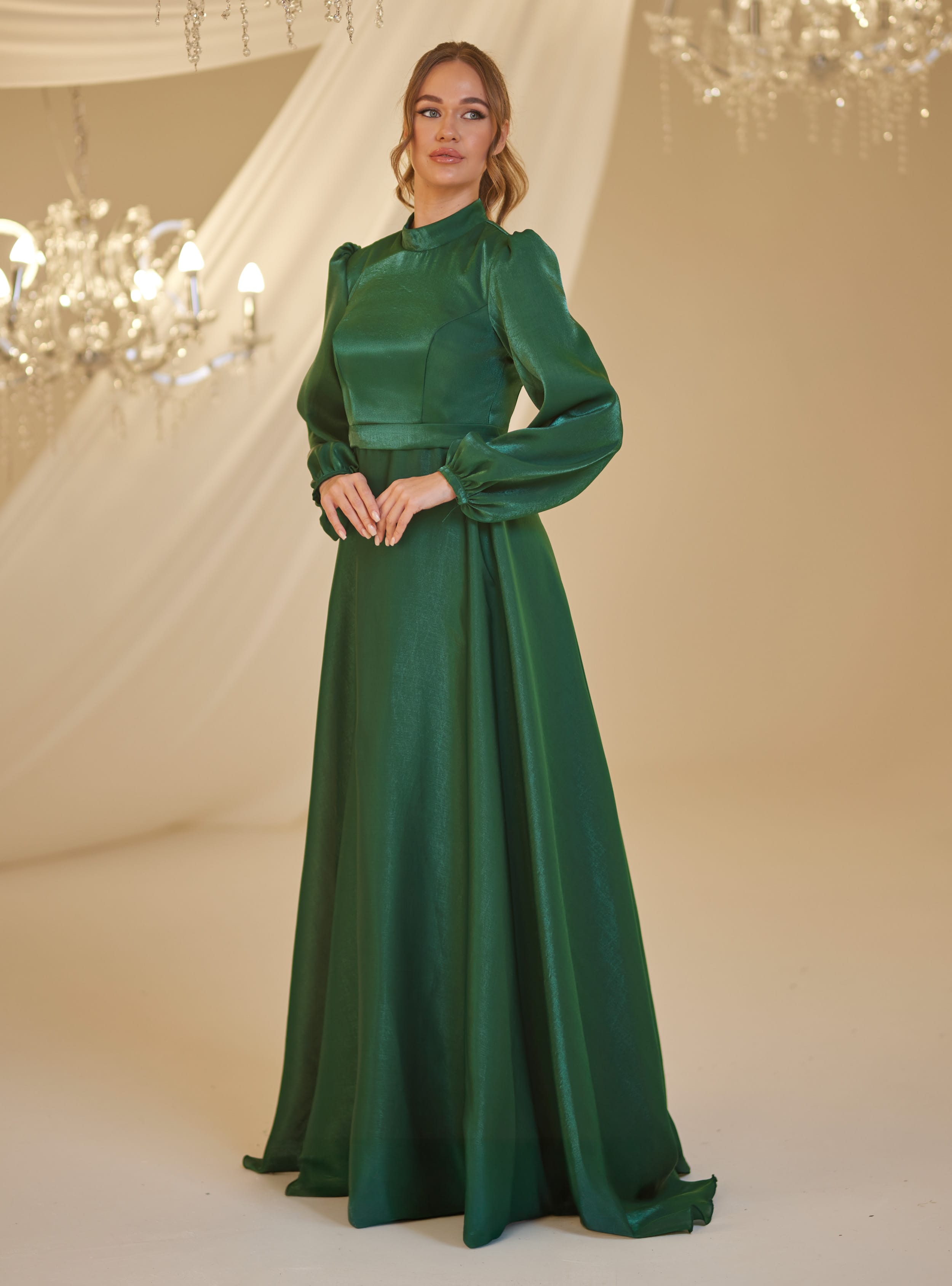 FEYZA ABİYE - Zümrüt Yeşili - Burak Baran Fashion - Resim 4
